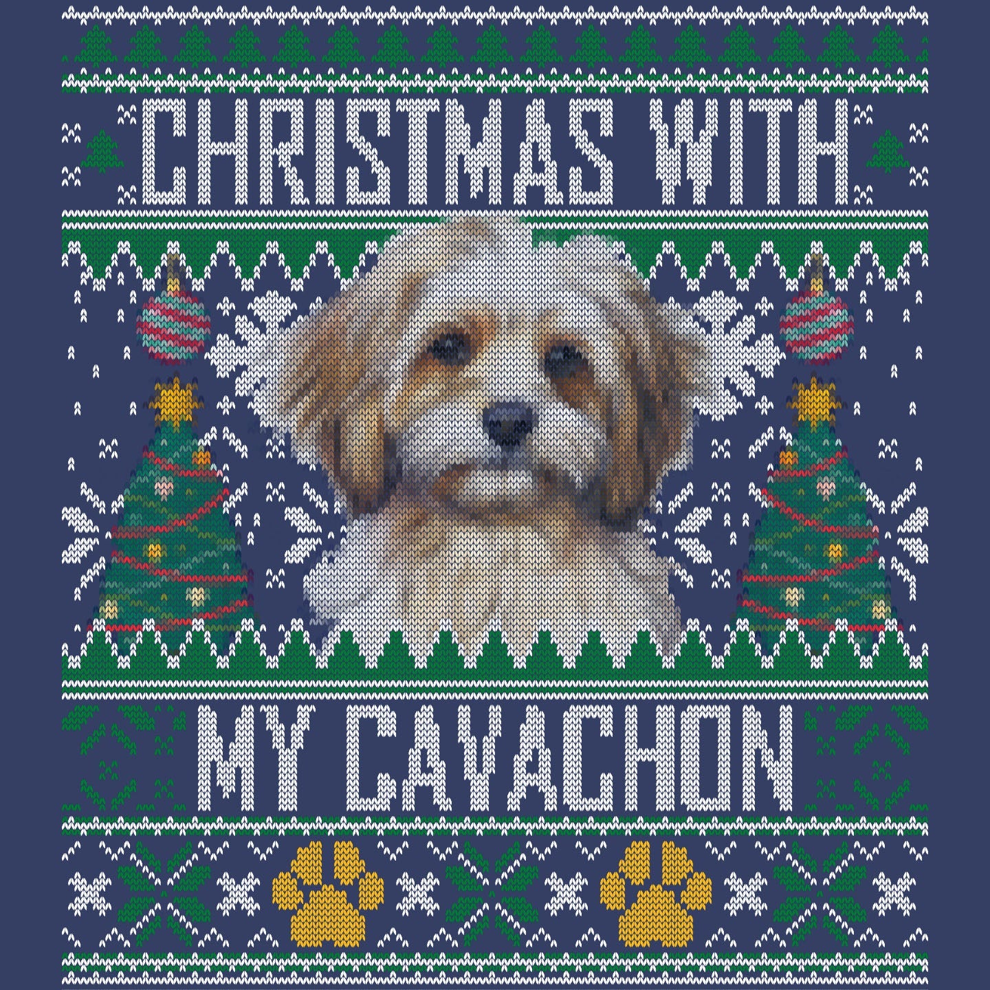 Ugly Sweater Christmas with My Cavachon - Adult Unisex Crewneck Sweatshirt