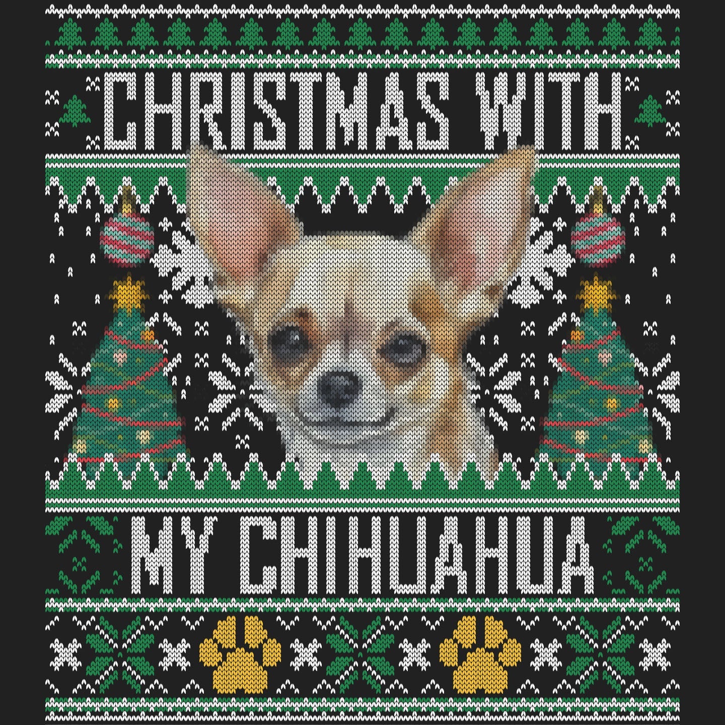 Ugly Sweater Christmas with My Chihuahua - Women's V-Neck Long Sleeve T-Shirt