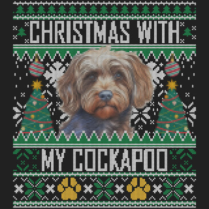 Ugly Sweater Christmas with My Cockapoo - Women's V-Neck Long Sleeve T-Shirt