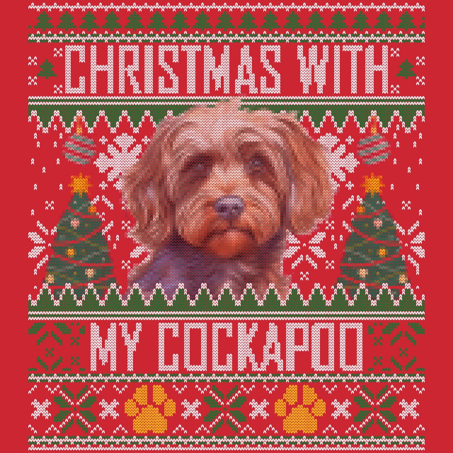 Ugly Sweater Christmas with My Cockapoo - Adult Unisex Long Sleeve T-Shirt