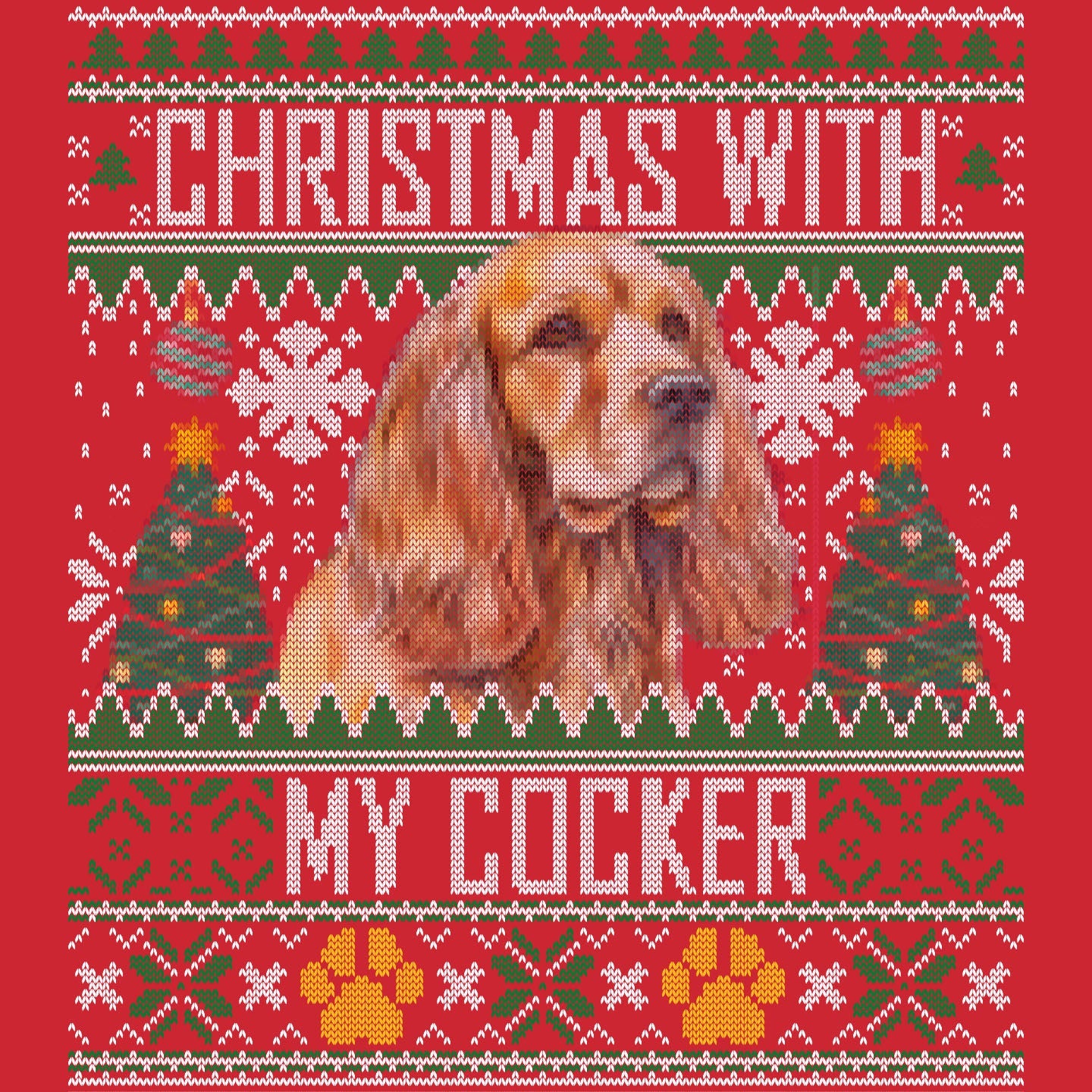 Ugly Sweater Christmas with My Cocker Spaniel - Adult Unisex Long Sleeve T-Shirt