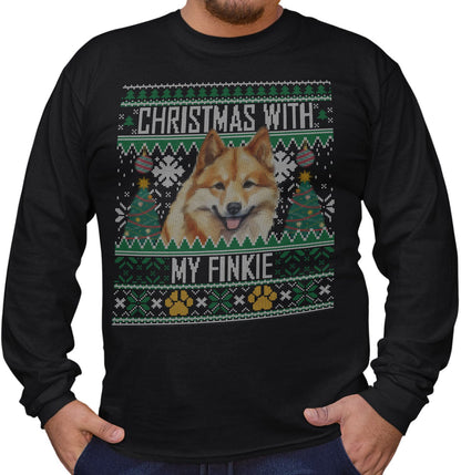 Ugly Sweater Christmas with My Finnish Spitz - Adult Unisex Long Sleeve T-Shirt
