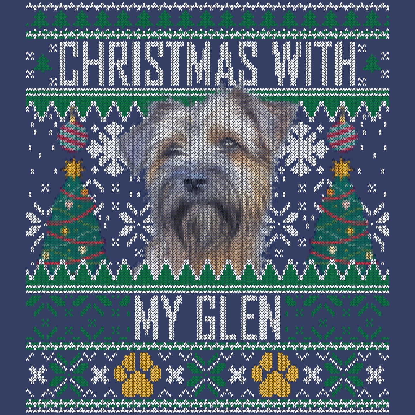 Ugly Sweater Christmas with My Glen of Imaal Terrier - Adult Unisex Crewneck Sweatshirt