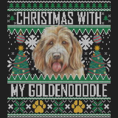 Ugly Sweater Christmas with My Goldendoodle - Women's V-Neck Long Sleeve T-Shirt