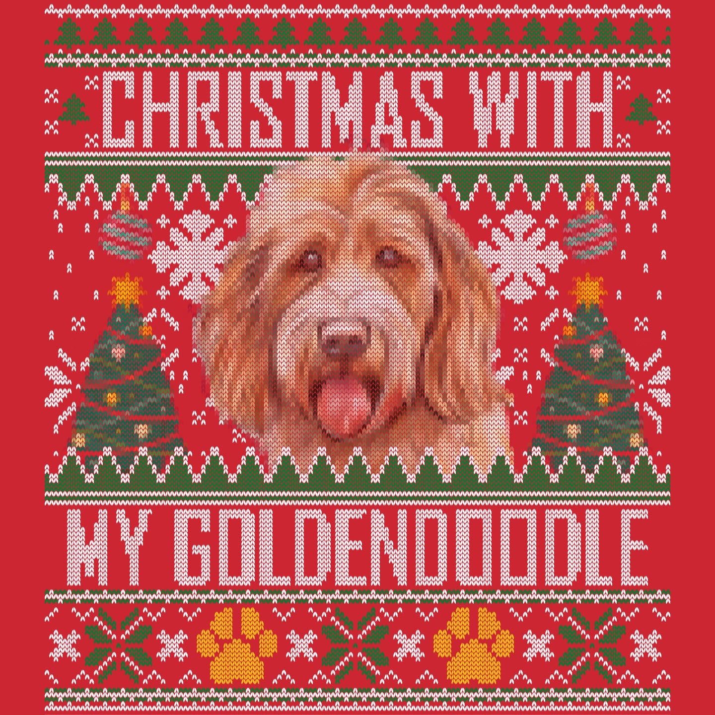 Ugly Sweater Christmas with My Goldendoodle - Adult Unisex Long Sleeve T-Shirt