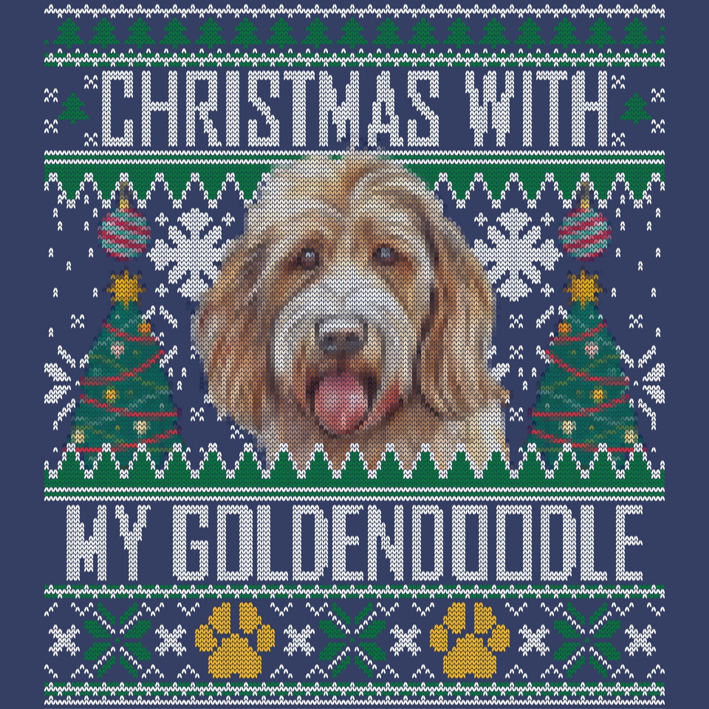 Ugly Sweater Christmas with My Goldendoodle - Adult Unisex Crewneck Sweatshirt