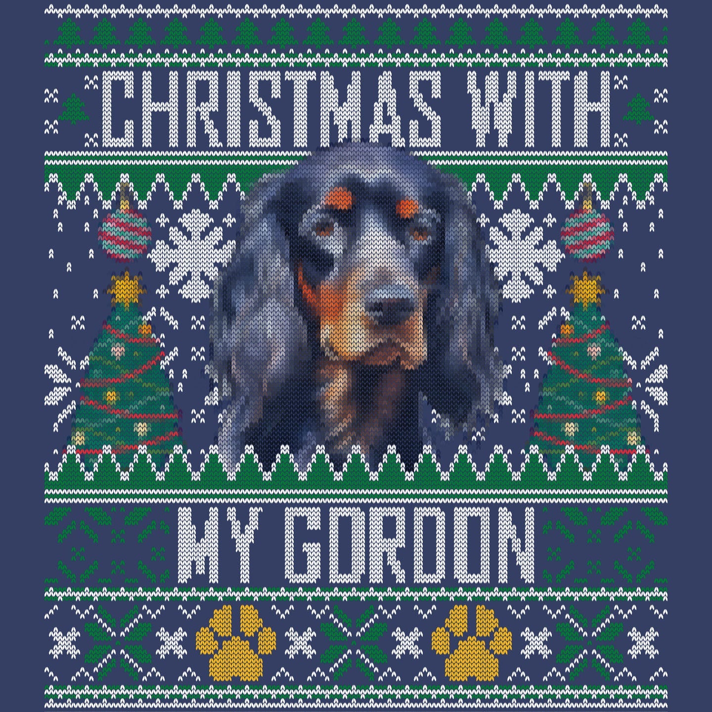 Ugly Sweater Christmas with My Gordon Setter - Adult Unisex Crewneck Sweatshirt