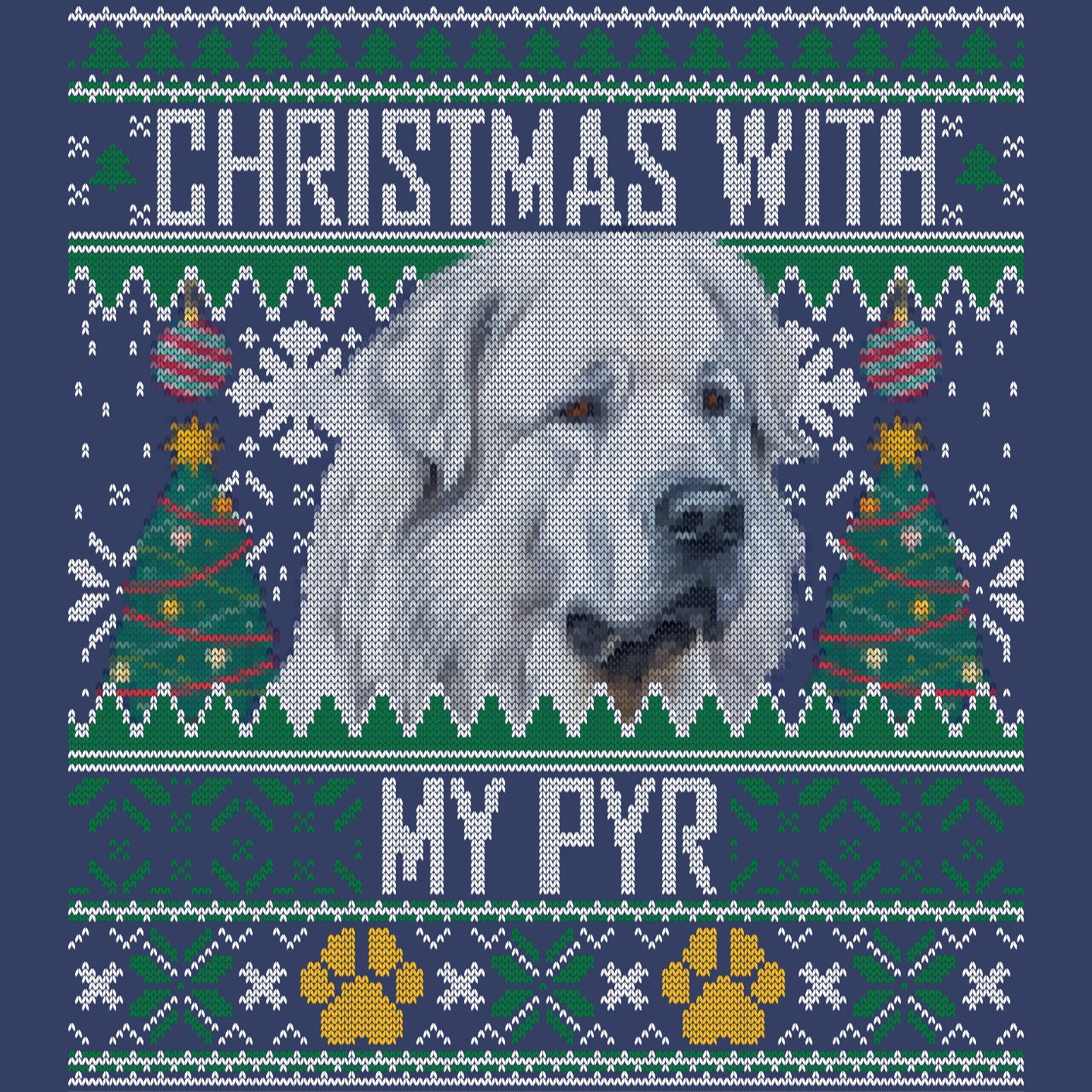 Ugly Sweater Christmas with My Great Pyrenees - Adult Unisex Crewneck Sweatshirt