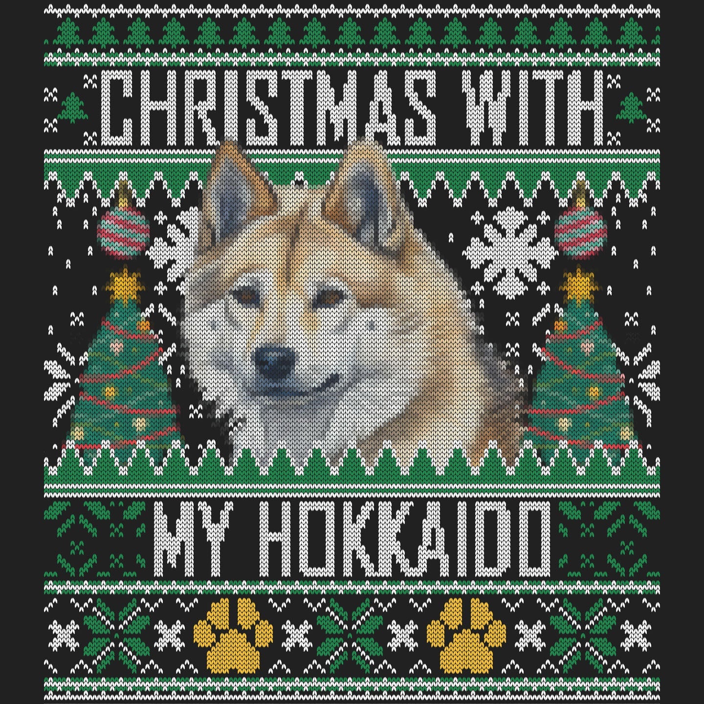 Ugly Sweater Christmas with My Hokkaido - Women's V-Neck Long Sleeve T-Shirt