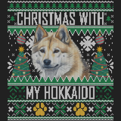 Ugly Sweater Christmas with My Hokkaido - Women's V-Neck Long Sleeve T-Shirt