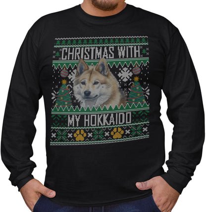 Ugly Sweater Christmas with My Hokkaido - Adult Unisex Long Sleeve T-Shirt