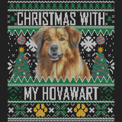 Ugly Sweater Christmas with My Hovawart - Women's V-Neck Long Sleeve T-Shirt