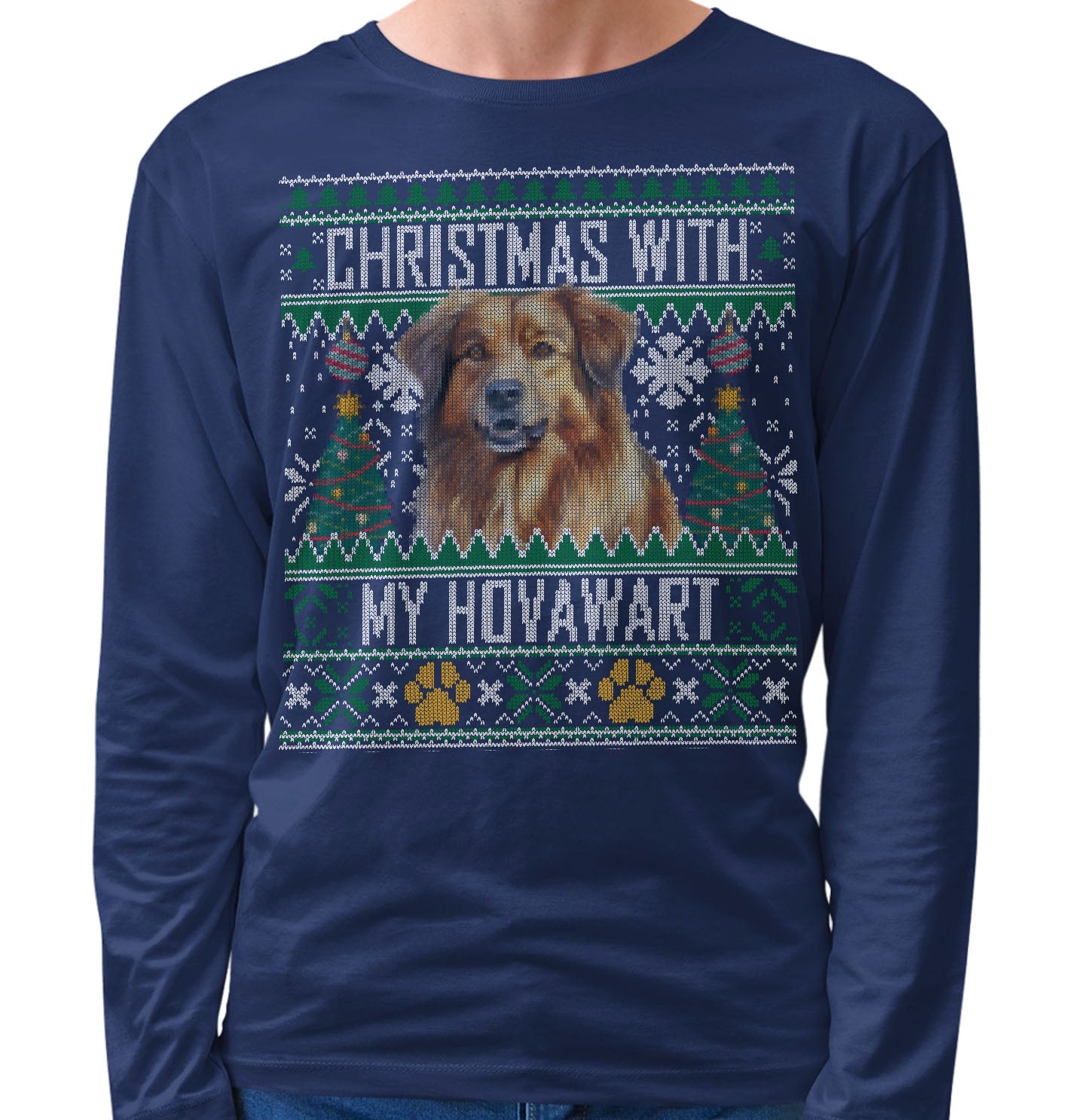 Ugly Sweater Christmas with My Hovawart - Adult Unisex Long Sleeve T-Shirt