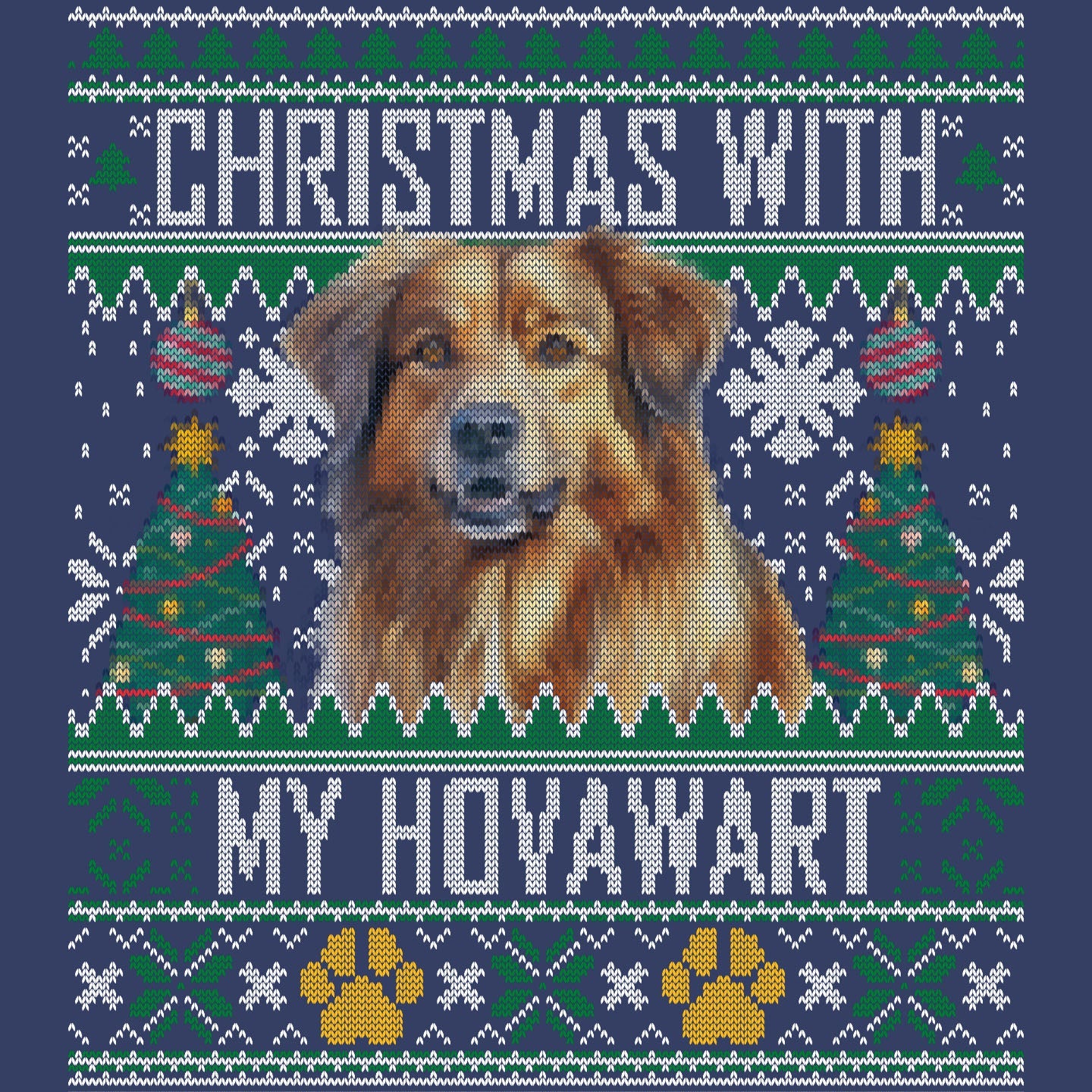 Ugly Sweater Christmas with My Hovawart - Adult Unisex Crewneck Sweatshirt