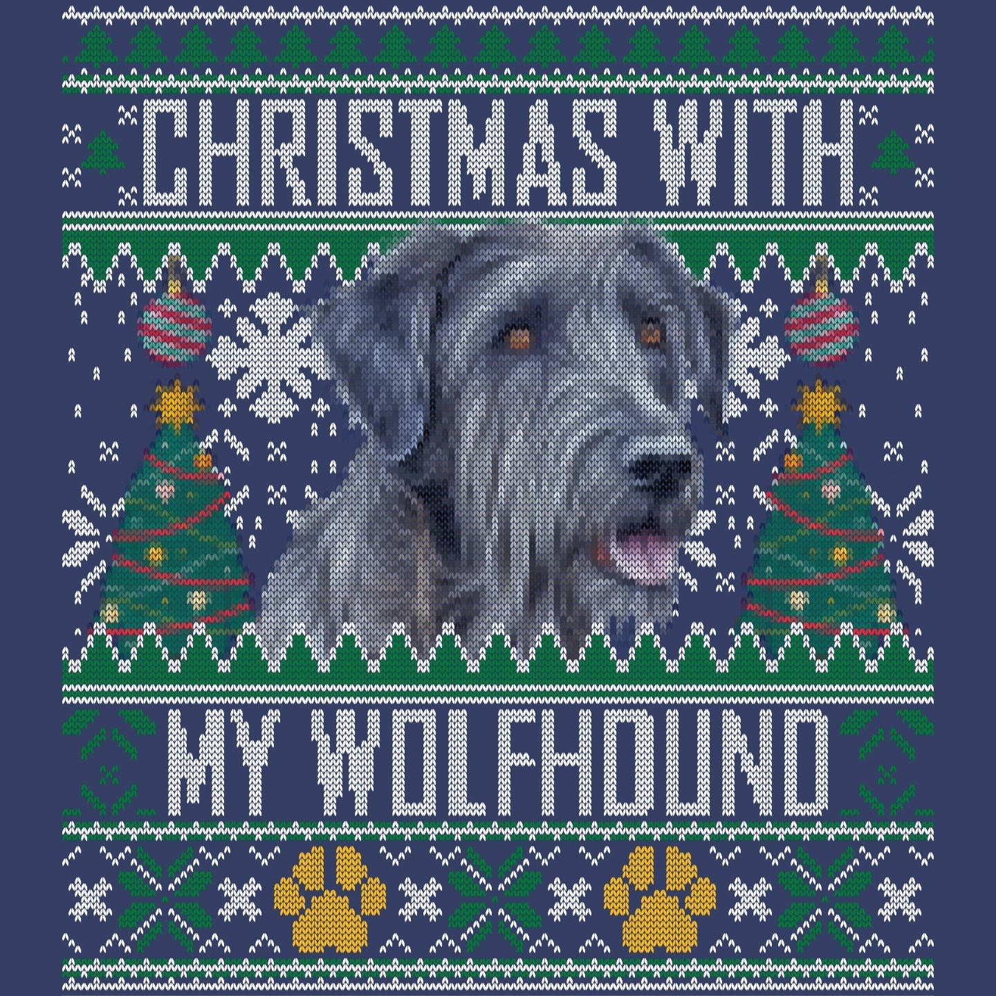Ugly Sweater Christmas with My Irish Wolfhound - Adult Unisex Crewneck Sweatshirt