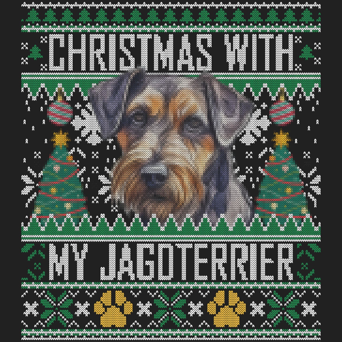 Ugly Sweater Christmas with My Jagdterrier - Women's V-Neck Long Sleeve T-Shirt