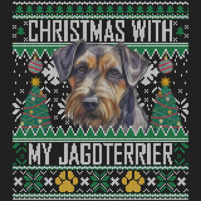 Ugly Sweater Christmas with My Jagdterrier - Women's V-Neck Long Sleeve T-Shirt