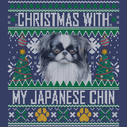 Ugly Sweater Christmas with My Japanese Chin - Adult Unisex Crewneck Sweatshirt