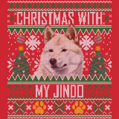Ugly Sweater Christmas with My Jindo - Adult Unisex Long Sleeve T-Shirt