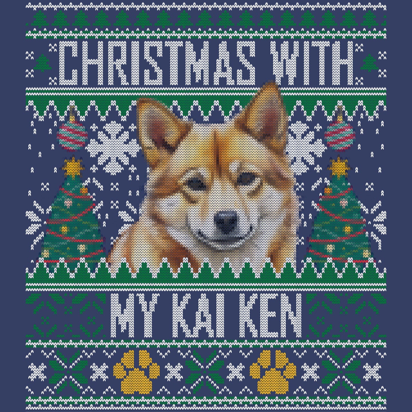 Ugly Sweater Christmas with My Kai Ken - Adult Unisex Crewneck Sweatshirt