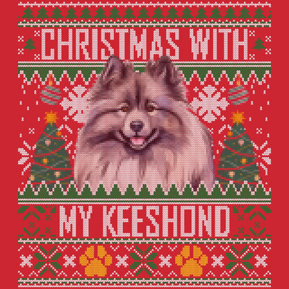 Ugly Sweater Christmas with My Keeshond - Adult Unisex Long Sleeve T-Shirt