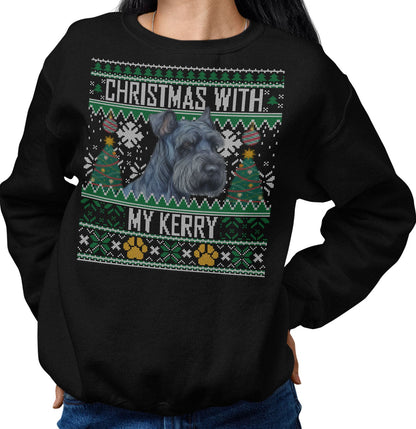 Ugly Sweater Christmas with My Kerry Blue Terrier - Adult Unisex Crewneck Sweatshirt