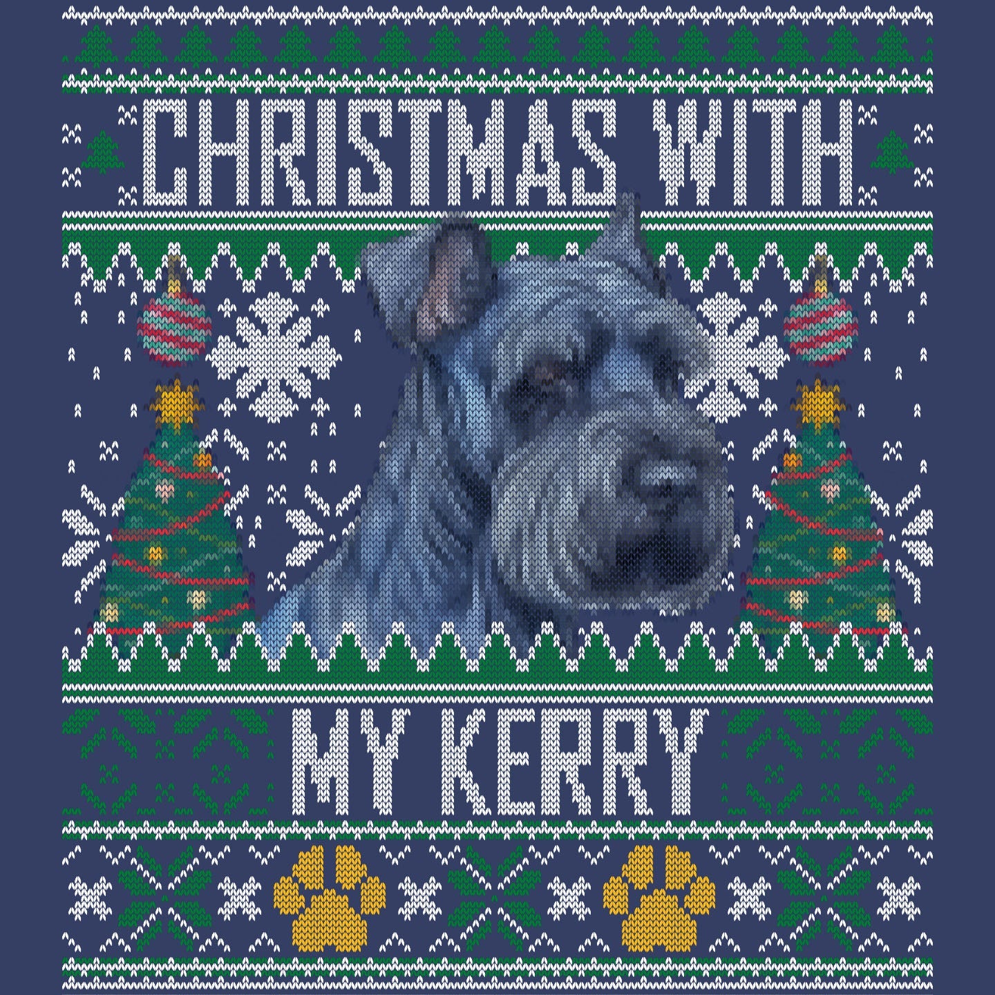 Ugly Sweater Christmas with My Kerry Blue Terrier - Adult Unisex Crewneck Sweatshirt