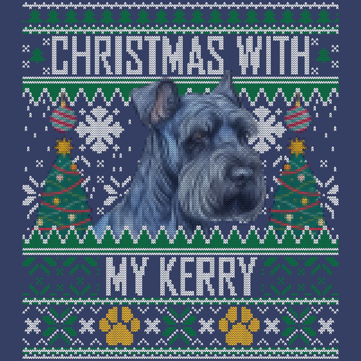 Ugly Sweater Christmas with My Kerry Blue Terrier - Adult Unisex Crewneck Sweatshirt