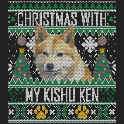 Ugly Sweater Christmas with My Kishu Ken - Women's V-Neck Long Sleeve T-Shirt