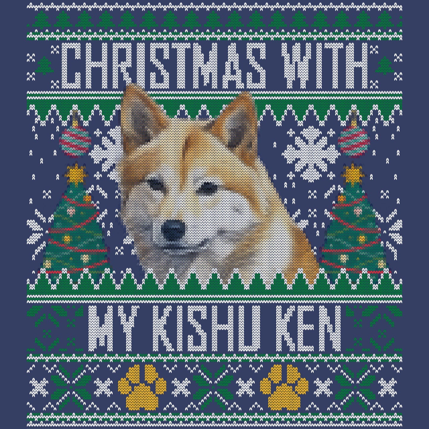 Ugly Sweater Christmas with My Kishu Ken - Adult Unisex Crewneck Sweatshirt
