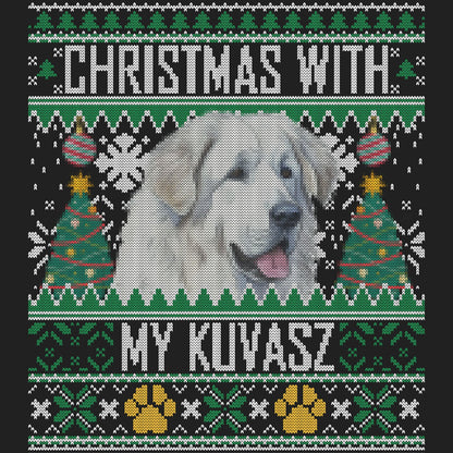 Ugly Sweater Christmas with My Kuvasz - Women's V-Neck Long Sleeve T-Shirt