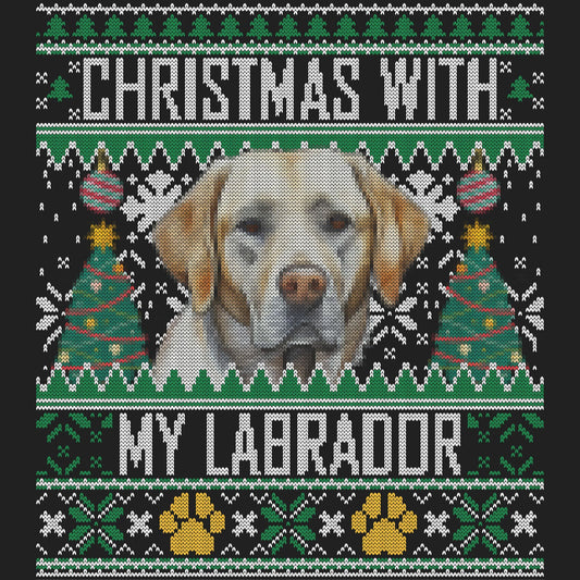 Ugly Sweater Christmas with My Labrador Retriever - Women's V-Neck Long Sleeve T-Shirt