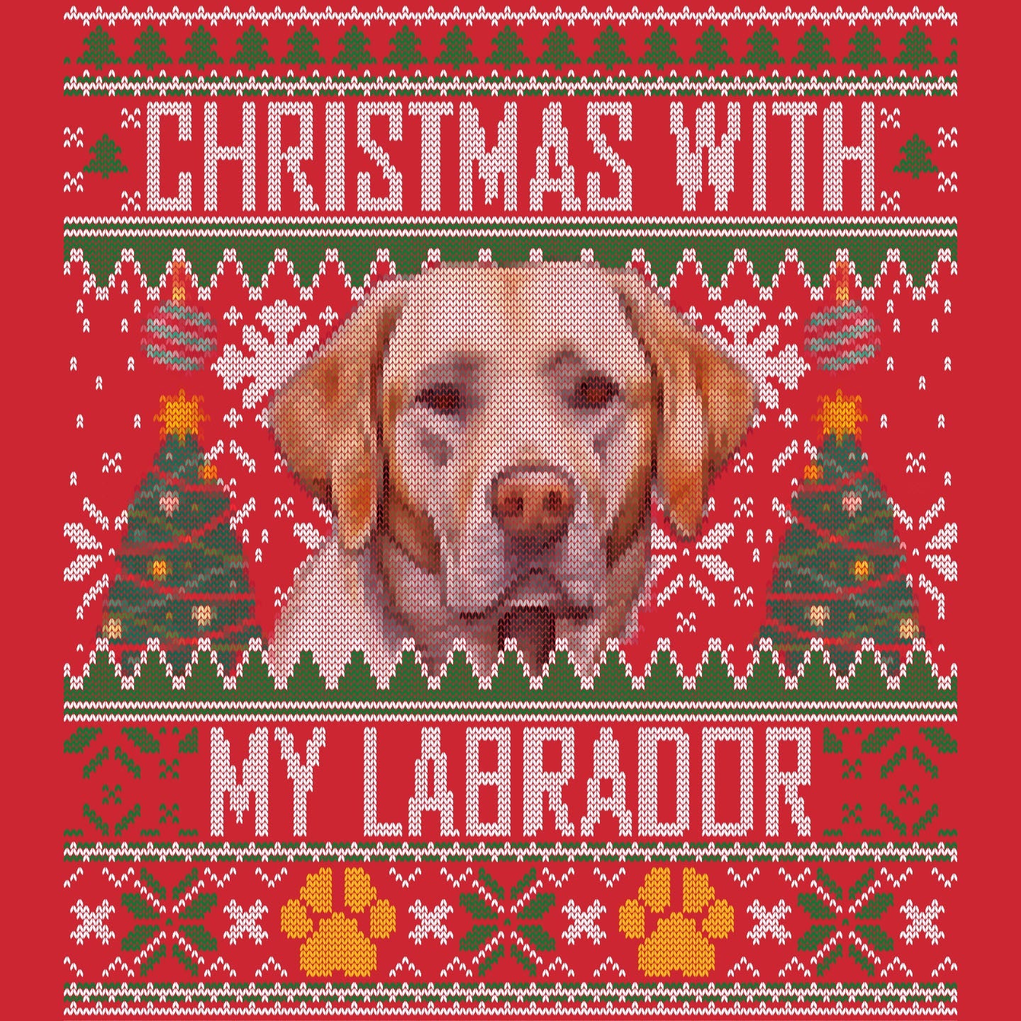 Ugly Sweater Christmas with My Labrador Retriever - Adult Unisex Long Sleeve T-Shirt