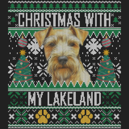 Ugly Sweater Christmas with My Lakeland Terrier - Women's V-Neck Long Sleeve T-Shirt