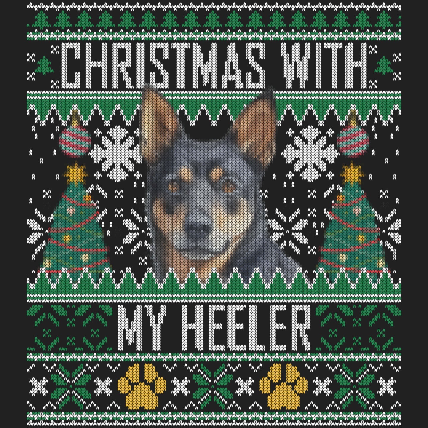 Ugly Sweater Christmas with My Lancashire Heeler - Women's V-Neck Long Sleeve T-Shirt