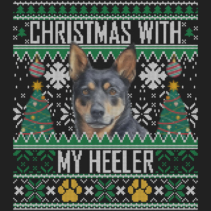 Ugly Sweater Christmas with My Lancashire Heeler - Women's V-Neck Long Sleeve T-Shirt