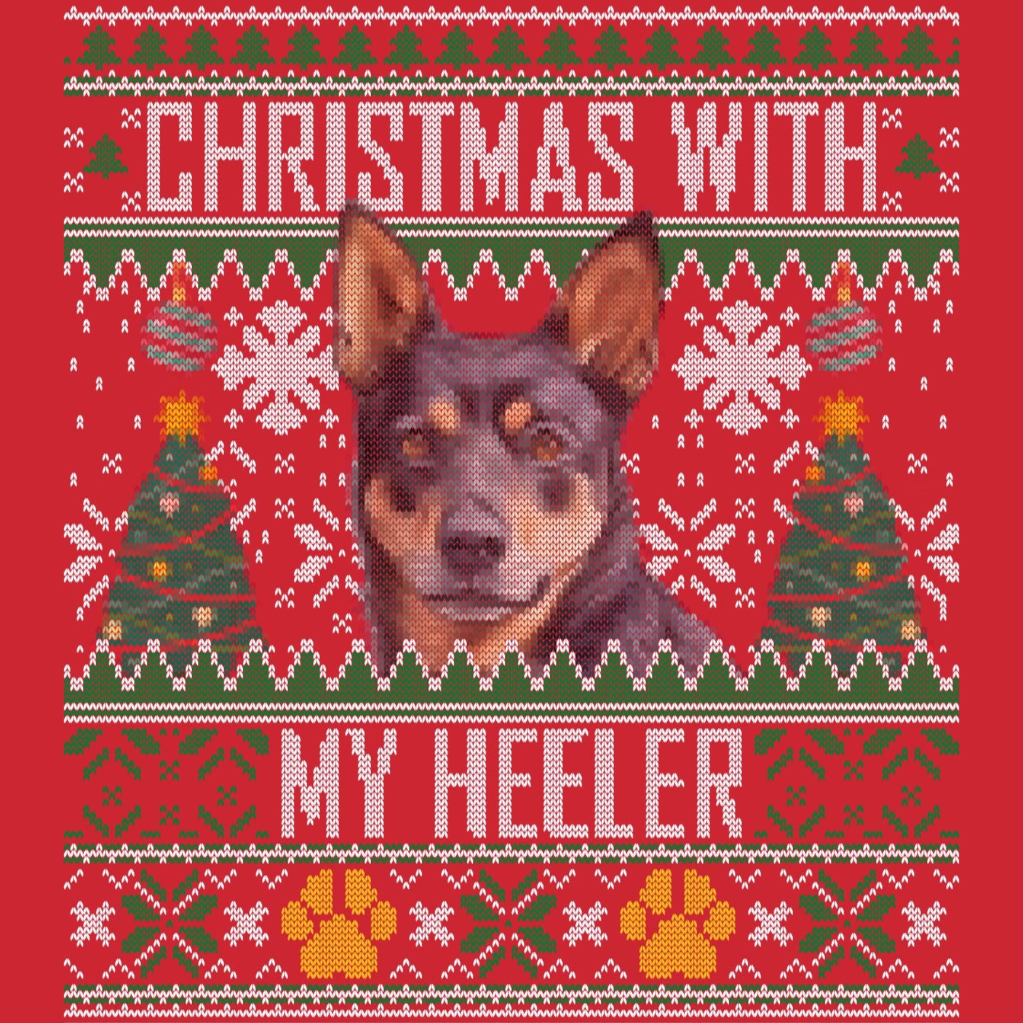 Ugly Sweater Christmas with My Lancashire Heeler - Adult Unisex Long Sleeve T-Shirt