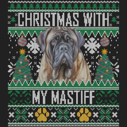Ugly Sweater Christmas with My Mastiff - Women's V-Neck Long Sleeve T-Shirt