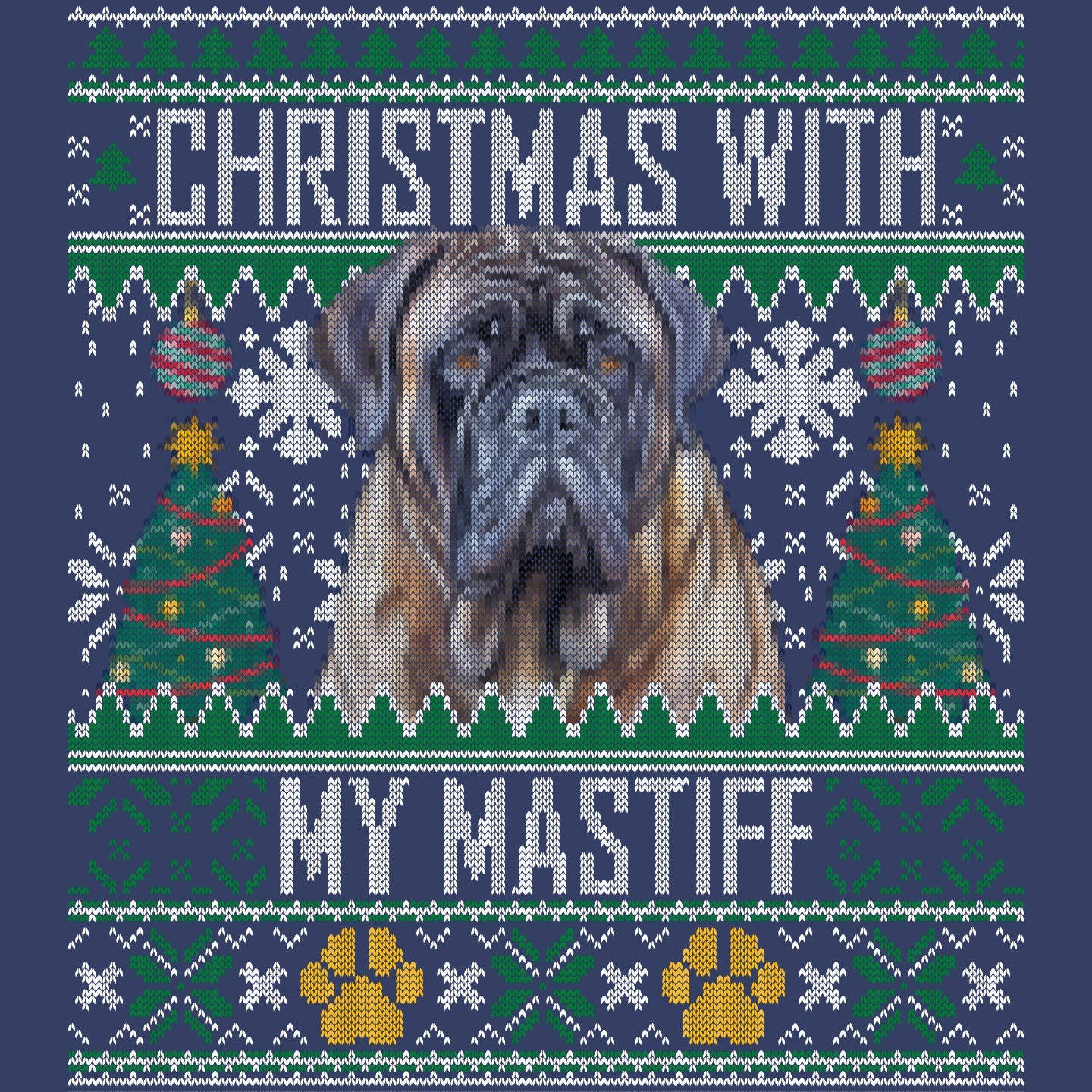 Ugly Sweater Christmas with My Mastiff - Adult Unisex Crewneck Sweatshirt
