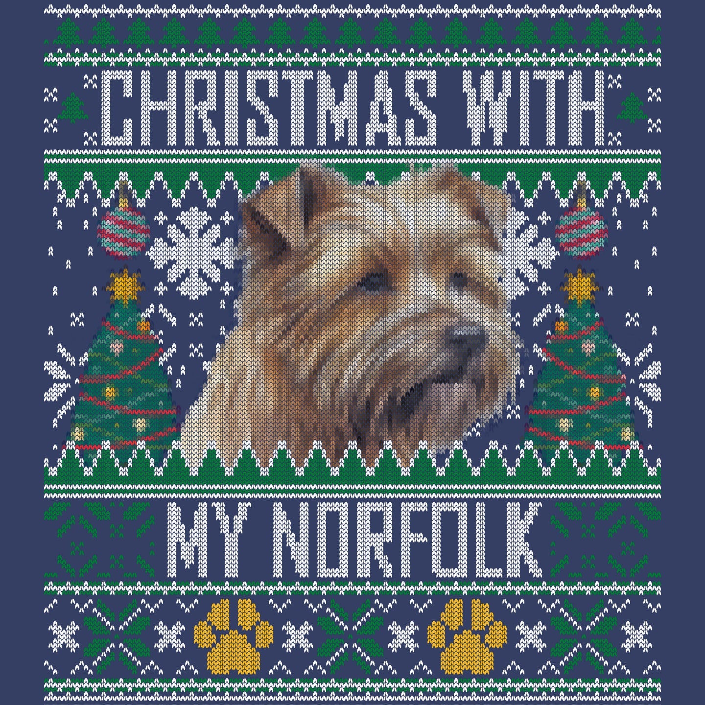 Ugly Sweater Christmas with My Norfolk Terrier - Adult Unisex Crewneck Sweatshirt