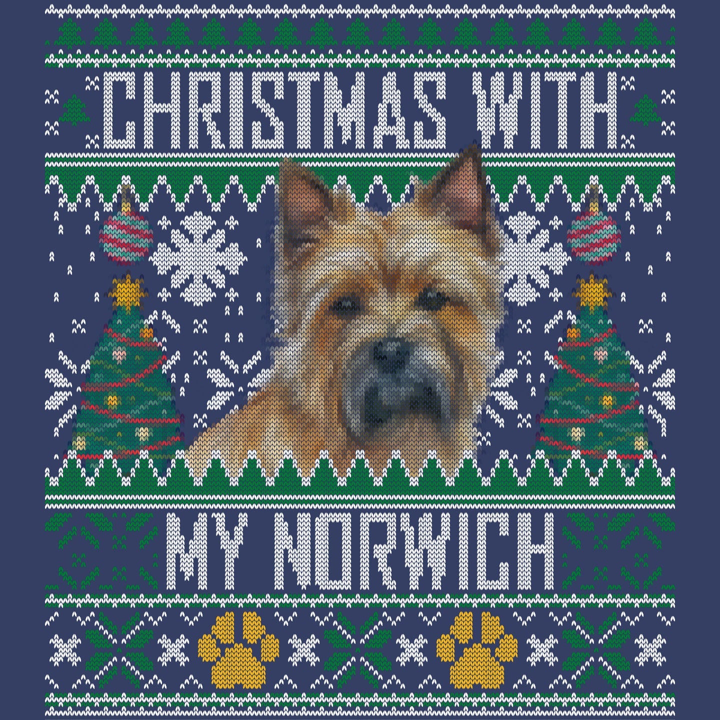Ugly Sweater Christmas with My Norwich Terrier - Adult Unisex Crewneck Sweatshirt
