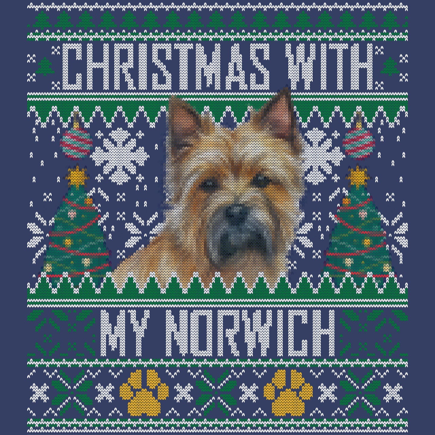 Ugly Sweater Christmas with My Norwich Terrier - Adult Unisex Crewneck Sweatshirt