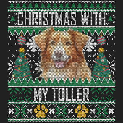 Ugly Sweater Christmas with My Nova Scotia Duck Tolling Retriever - Women's V-Neck Long Sleeve T-Shirt