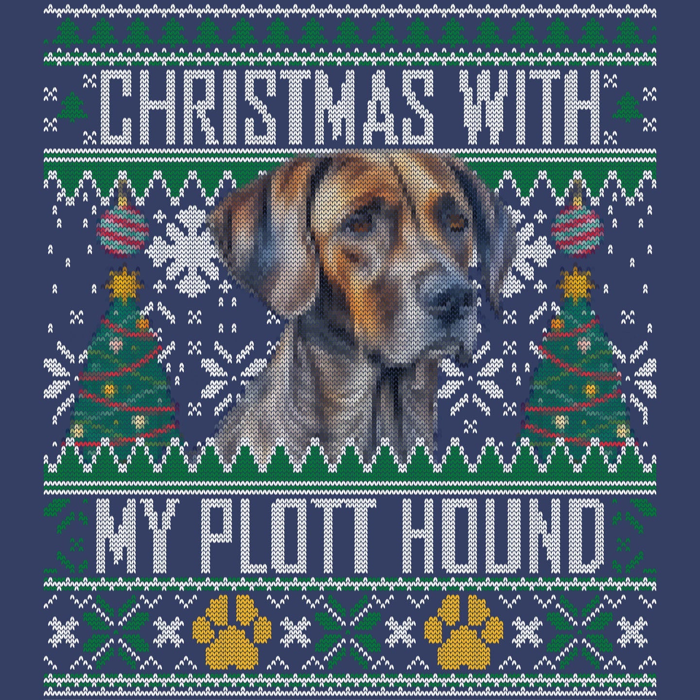 Ugly Sweater Christmas with My Plott Hound - Adult Unisex Crewneck Sweatshirt