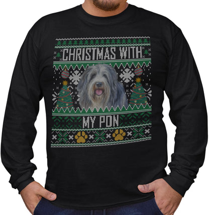 Ugly Sweater Christmas with My Polish Lowland Sheepdog - Adult Unisex Long Sleeve T-Shirt