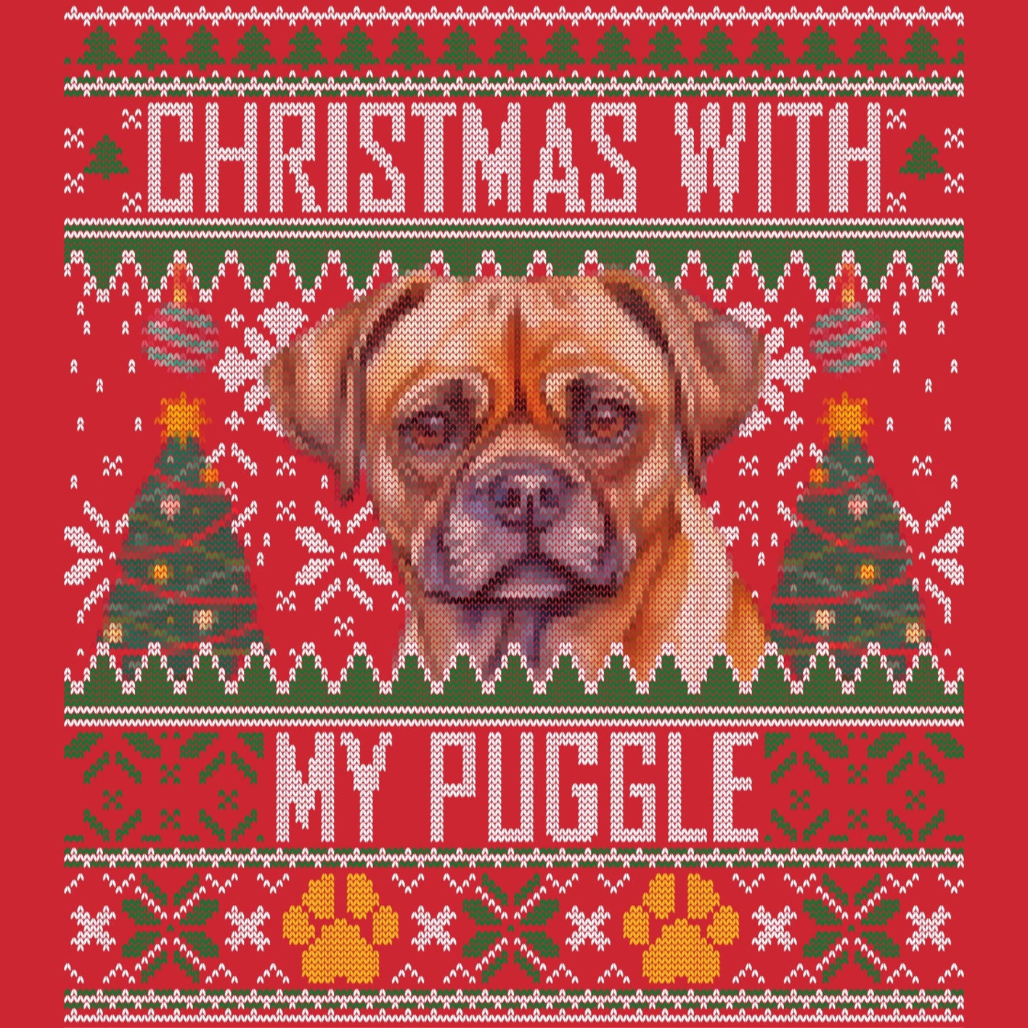 Ugly Sweater Christmas with My Puggle - Adult Unisex Long Sleeve T-Shirt
