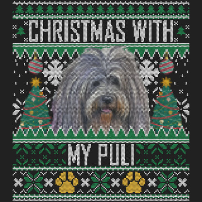 Ugly Sweater Christmas with My Puli - Women's V-Neck Long Sleeve T-Shirt