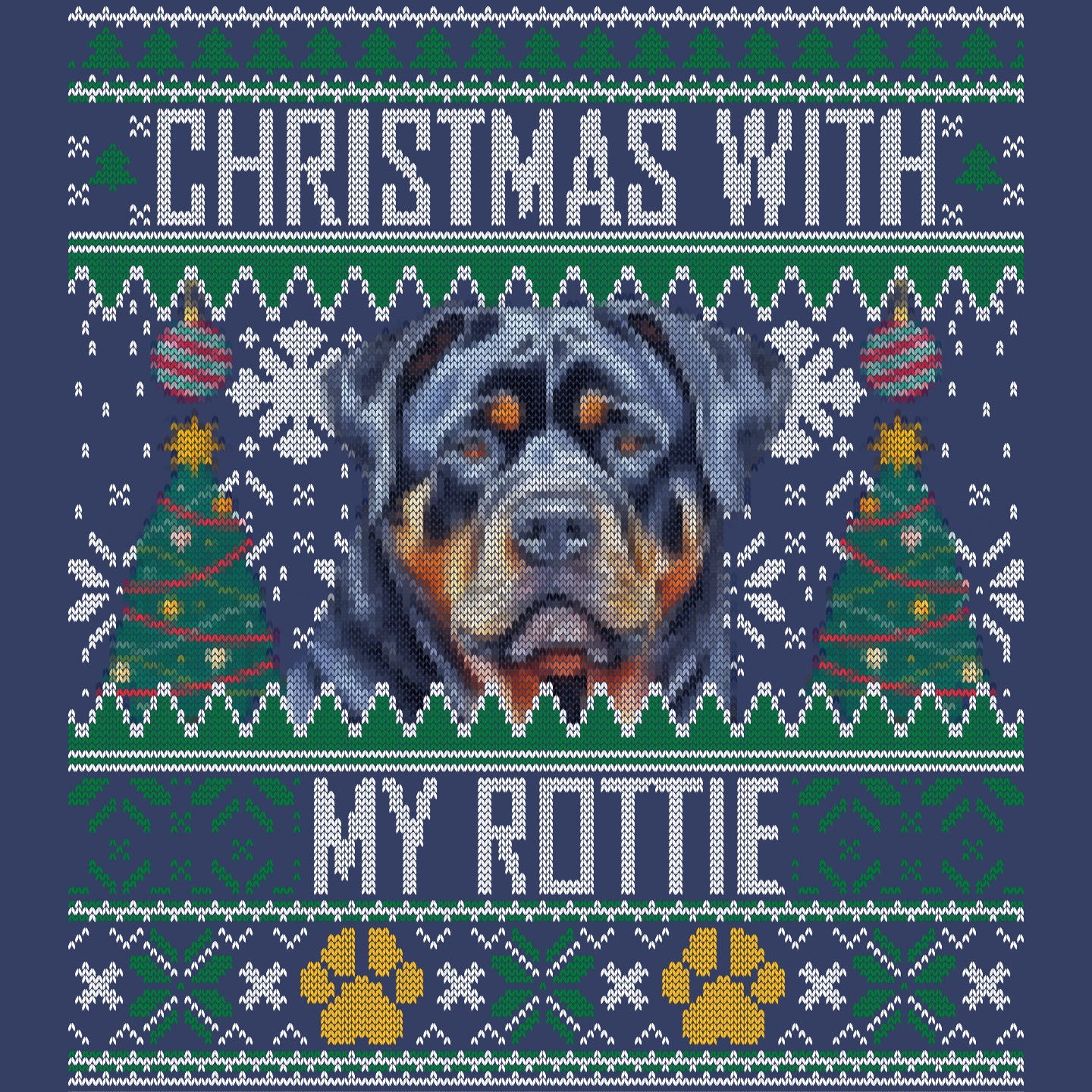 Ugly Sweater Christmas with My Rottweiler - Adult Unisex Crewneck Sweatshirt