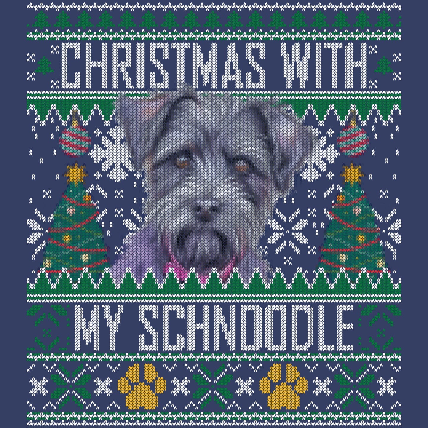 Ugly Sweater Christmas with My Schnoodle - Adult Unisex Crewneck Sweatshirt