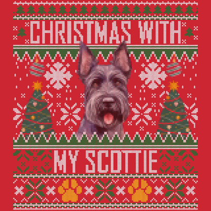 Ugly Sweater Christmas with My Scottish Terrier - Adult Unisex Long Sleeve T-Shirt